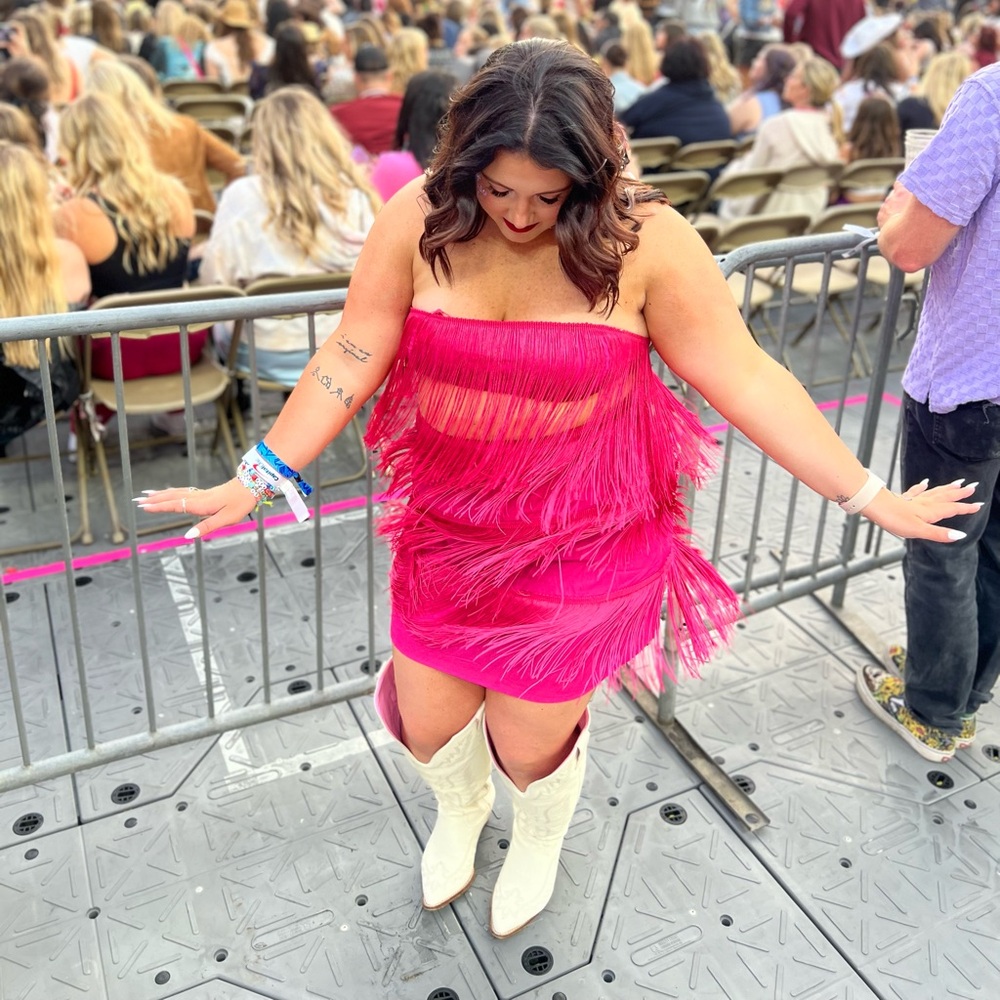 Showpo Pink Fringe Skirt Set